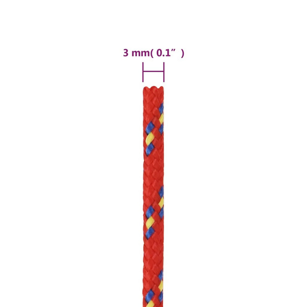 Brodski konop crveni 3 mm 500 m od polipropilena 152379