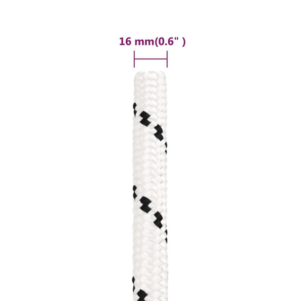 Pleteni brodski konop bijeli 16 mm x 50 m poliesterski 152784