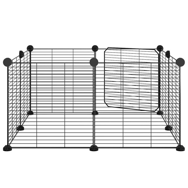 Kavez za ljubimce s 8 panela i vratima crni 35 x 35 cm čelični 171625