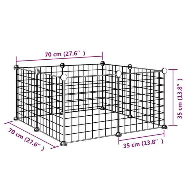 Kavez za kućne ljubimce s 8 panela crni 35 x 35 cm čelični 171621