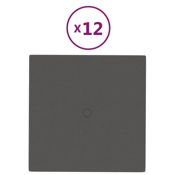 Zidne ploče od tkanine 12 kom tamnosive 30 x 30 cm 1,08 m² 343958