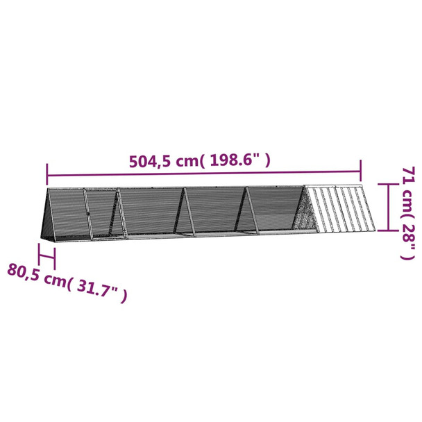 Kavez za zečeve antracit 504,5x80,5x71 cm pocinčani čelik 3106448