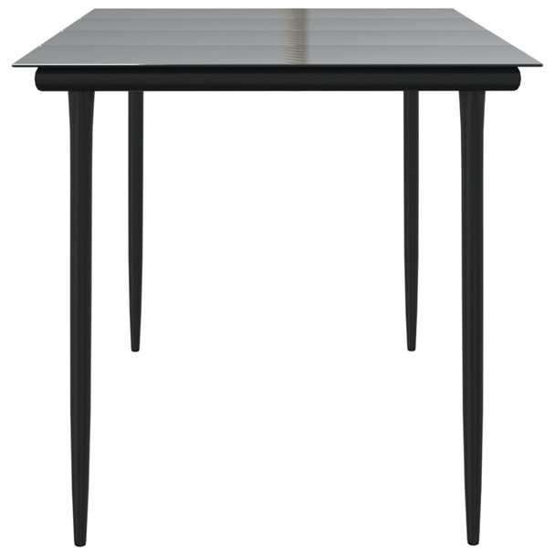 Vrtni blagovaonski stol crni 160x80x74 cm od čelika i stakla 319279