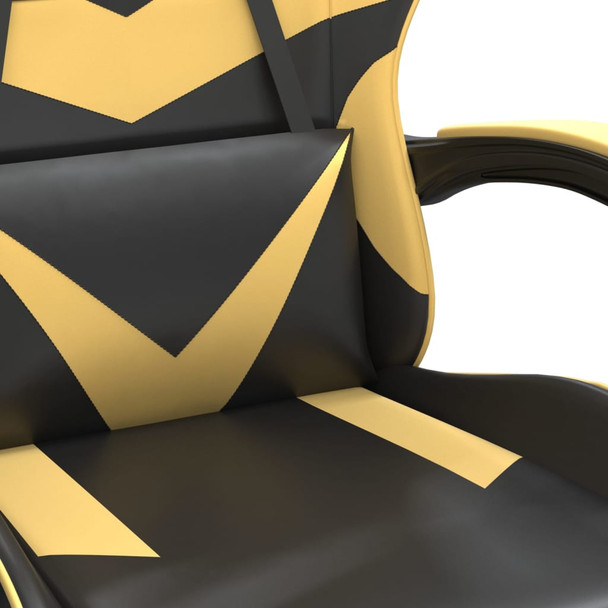 Okretna igraća stolica s osloncem crno-zlatna od umjetne kože 349557