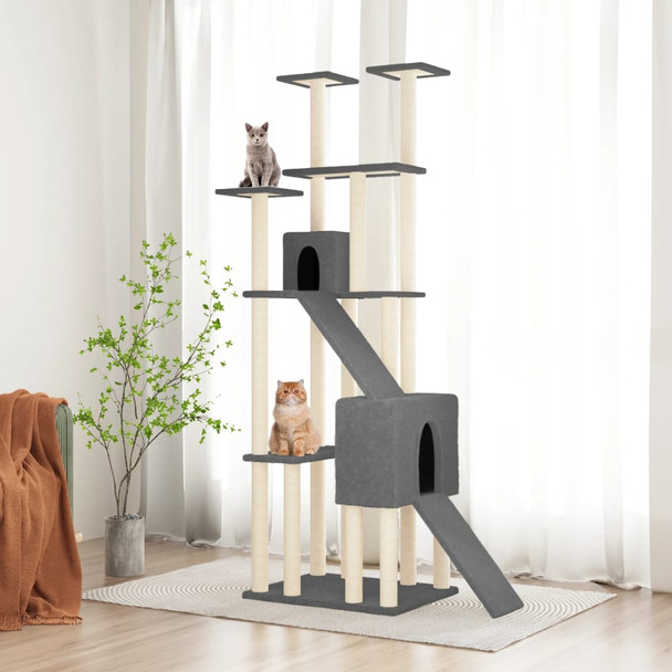 Penjalica za mačke sa stupovima za grebanje tamnosiva 190 cm 171650