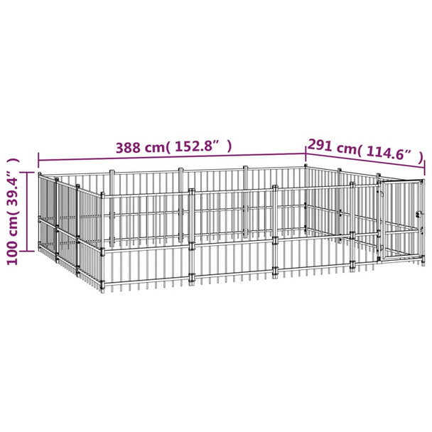 Vanjski kavez za pse čelični 11,58 m² 3124617