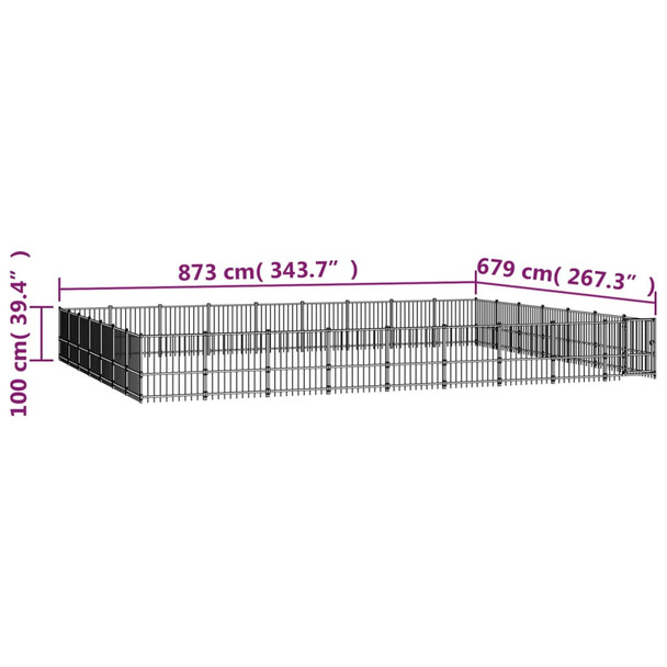 Vanjski kavez za pse čelični 59,28 m² 3124652