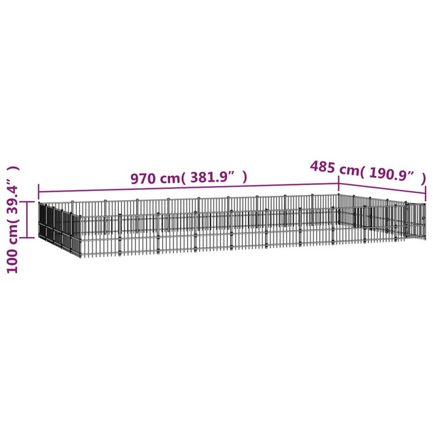 Vanjski kavez za pse čelični 47,05 m² 3124640