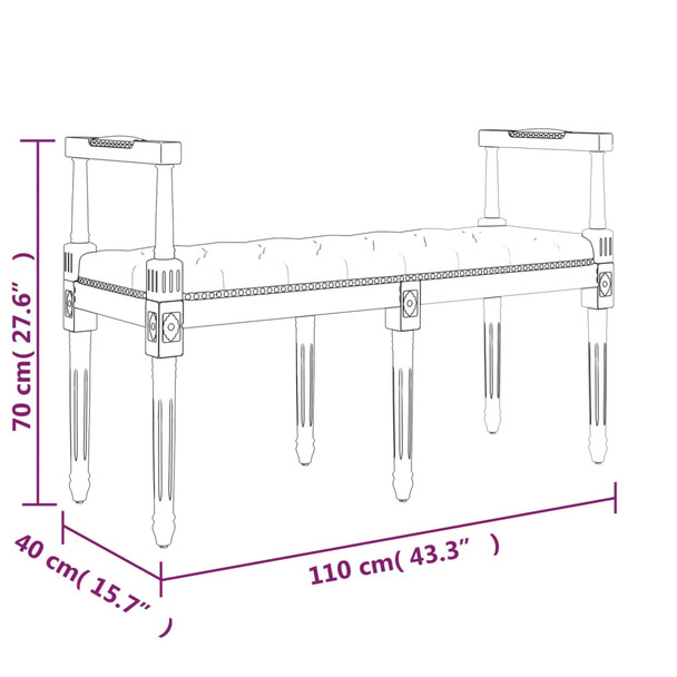 Klupa crna 110 x 40 x 70 cm baršunasta 344428