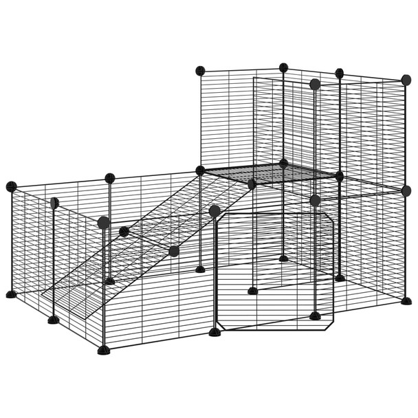 Kavez za ljubimce s 20 panela i vratima crni 35 x 35 cm čelični 3114061