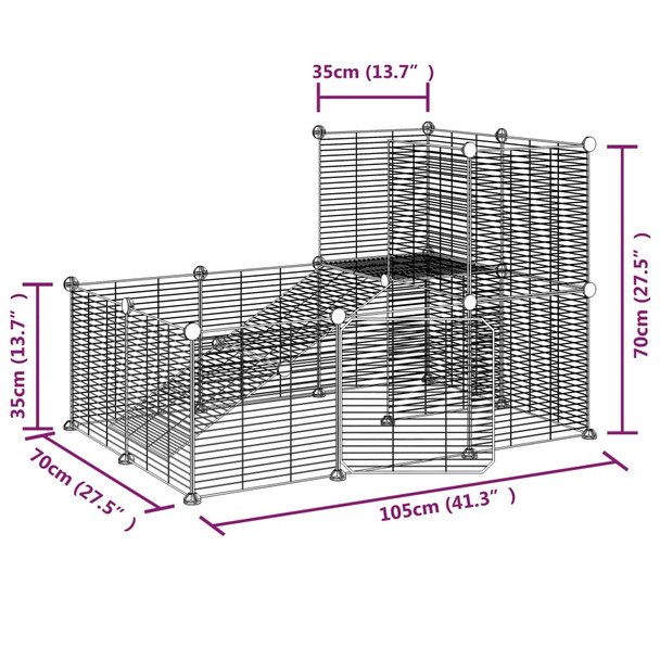 Kavez za ljubimce s 20 panela i vratima crni 35 x 35 cm čelični 3114061