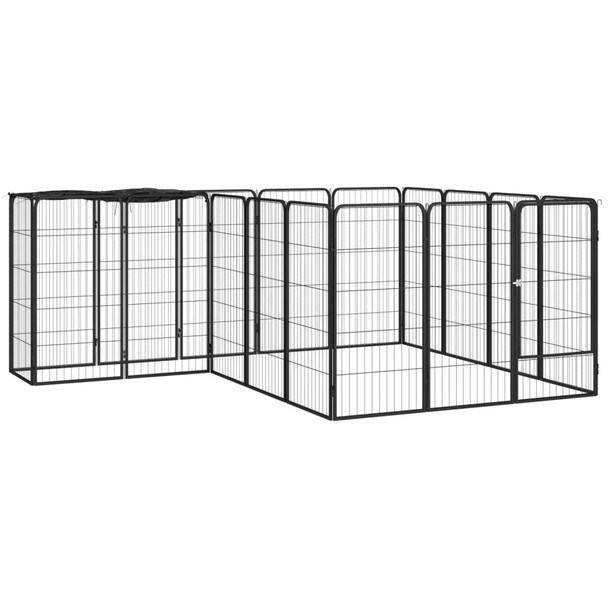 Ograda za pse s 18 panela crna 50 x 100 cm čelik obložen prahom 3115950