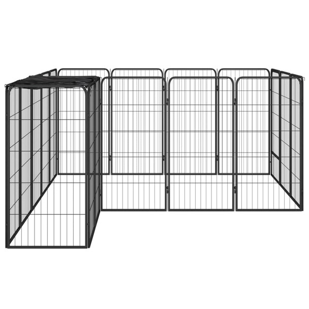 Ograda za pse s 18 panela crna 50 x 100 cm čelik obložen prahom 3115950