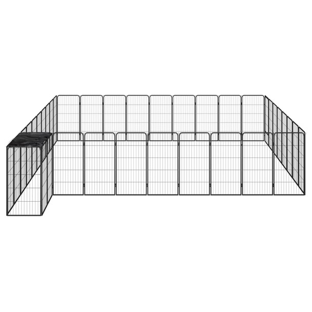 Ograda za pse s 38 panela crna 50 x 100 cm čelik obložen prahom 3115955