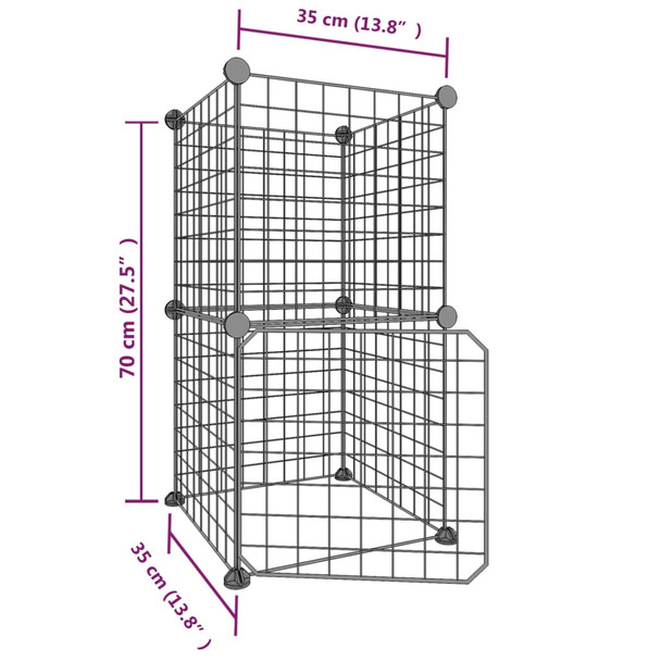 Kavez za ljubimce s 8 panela i vratima crni 35 x 35 cm čelični 3114032