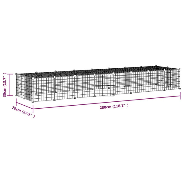 Kavez za ljubimce s 36 panela i vratima crni 35 x 35 cm čelični 3114057