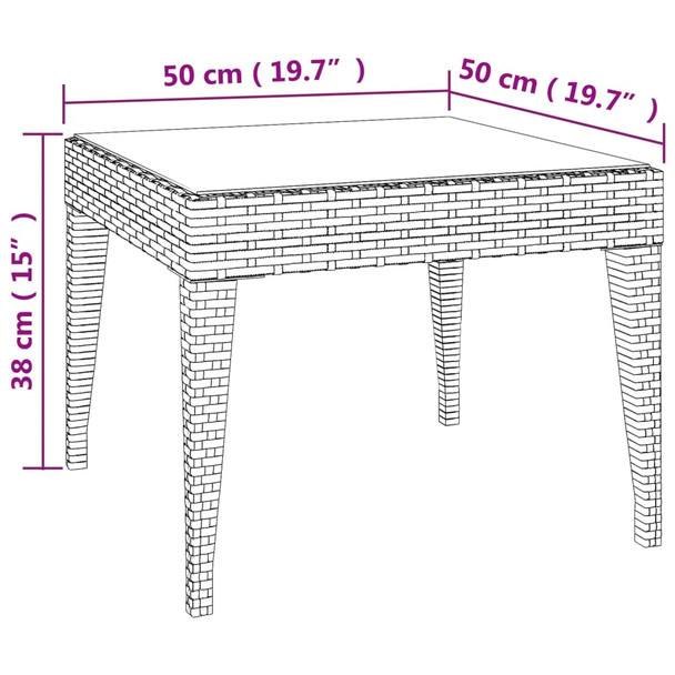 Bočni stolić crni 50 x 50 x 38 cm poliratan i kaljeno staklo 319402