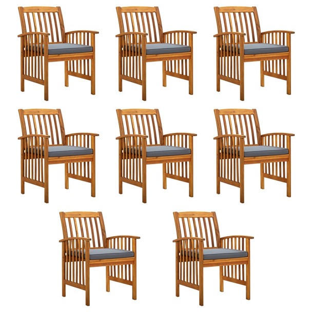 Vrtne blagovaonske stolice od drva bagrema 8 kom s jastucima 3120449