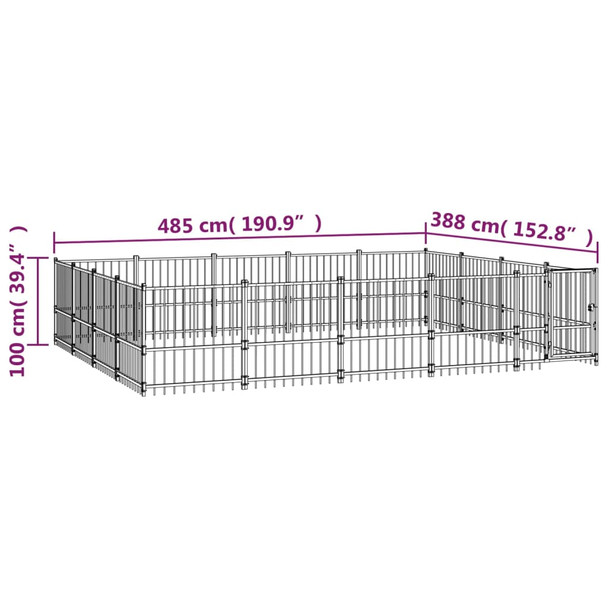 Vanjski kavez za pse čelični 18,82 m² 3124627