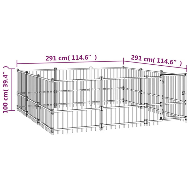 Vanjski kavez za pse čelični 8,47 m² 3124616