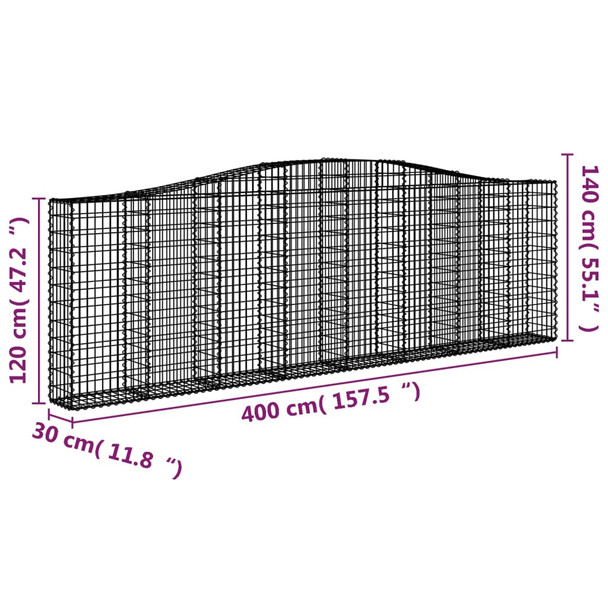 Lučne gabionske košare 2 kom 400x30x120/140cm pocinčano željezo 3145839