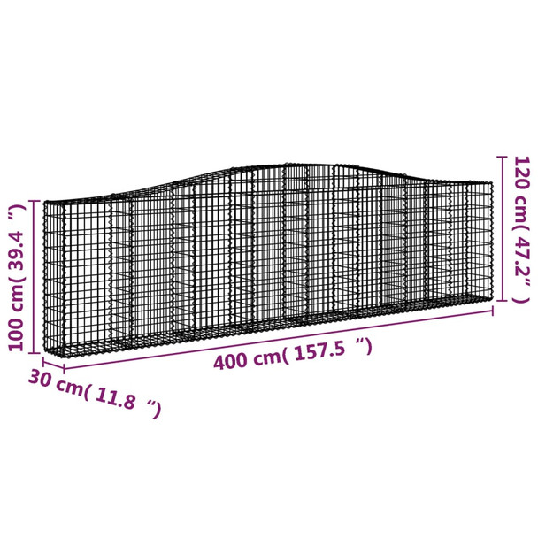 Lučne gabionske košare 4 kom 400x30x100/120cm pocinčano željezo 3145828