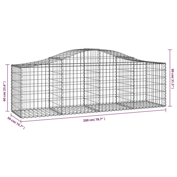 Lučne gabionske košare 9 kom 200x50x60/80 cm pocinčano željezo 3145605