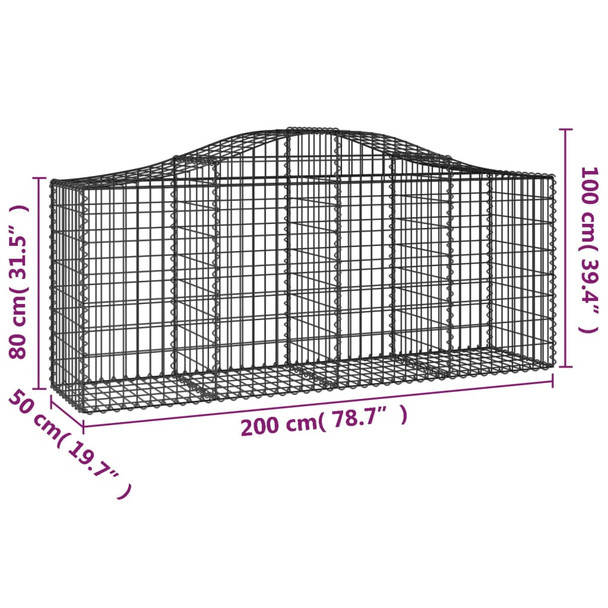 Lučne gabionske košare 4 kom 200x50x80/100 cm pocinčano željezo 3145621