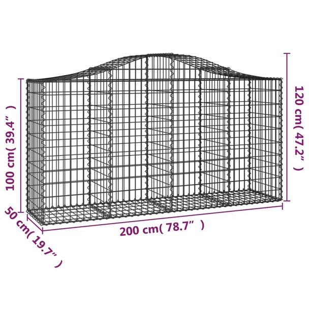 Lučne gabionske košare 14kom 200x50x100/120cm pocinčano željezo 3145652