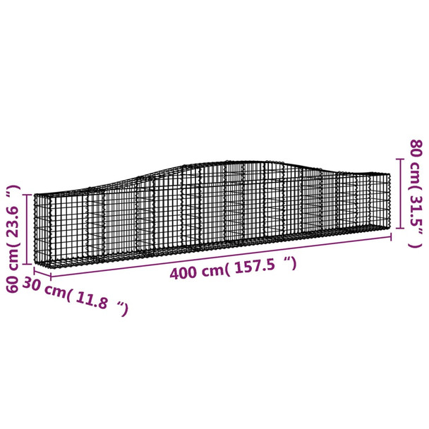 Lučne gabionske košare 9 kom 400x30x60/80 cm pocinčano željezo 3145807