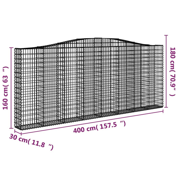 Lučne gabionske košare 6 kom 400x30x160/180cm pocinčano željezo 3145869