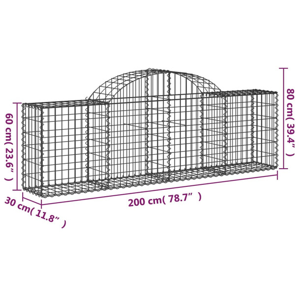 Lučne gabionske košare 12 kom 200x30x60/80 cm pocinčano željezo 3146078