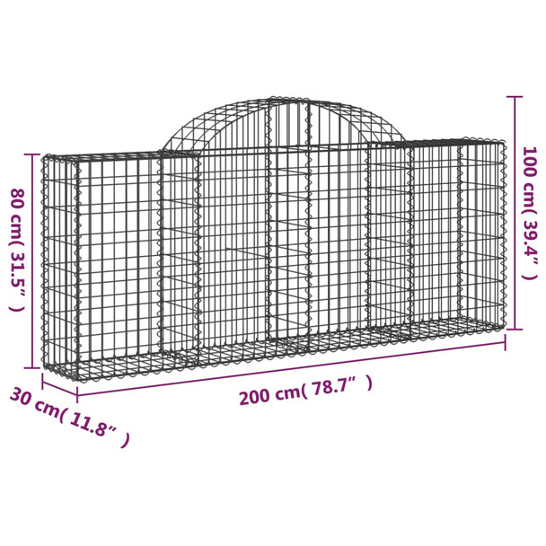 Lučne gabionske košare 2 kom 200x30x80/100 cm pocinčano željezo 3146089