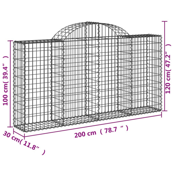 Lučne gabionske košare 5 kom 200x30x100/120cm pocinčano željezo 3146113