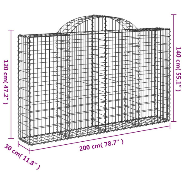 Lučne gabionske košare 5 kom 200x30x120/140cm pocinčano željezo 3146134