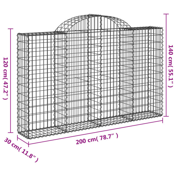 Lučne gabionske košare 4 kom 200x30x120/140cm pocinčano željezo 3146133