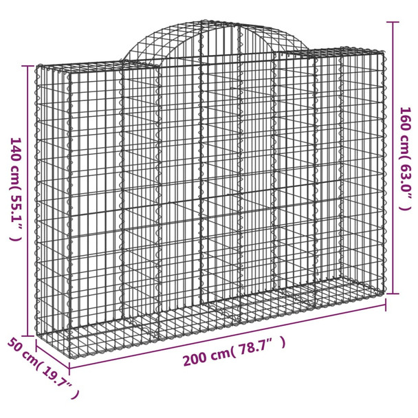 Lučne gabionske košare 12kom 200x50x140/160cm pocinčano željezo 3146372