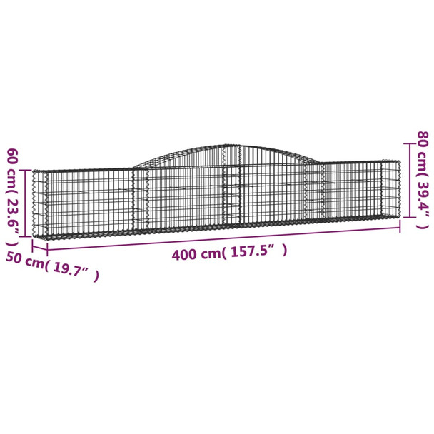 Lučne gabionske košare 3 kom 400x50x60/80 cm pocinčano željezo 3146971