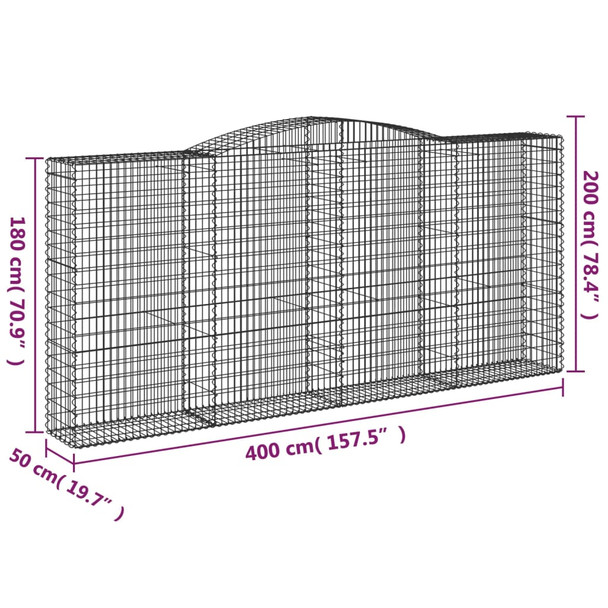 Lučne gabionske košare 2 kom 400x50x180/200cm pocinčano željezo 3147048