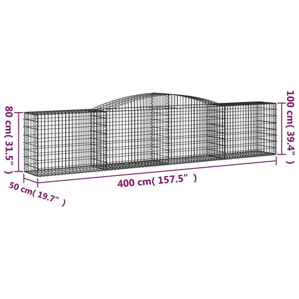 Lučne gabionske košare 25 kom 400x50x80/100cm pocinčano željezo 3146994