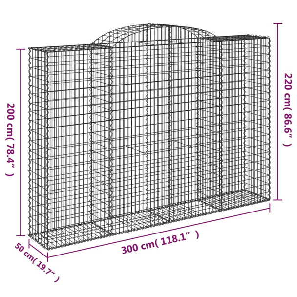 Lučne gabionske košare 3 kom 300x50x200/220cm pocinčano željezo 3146792