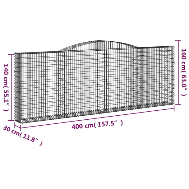 Lučne gabionske košare 7 kom 400x30x140/160cm pocinčano željezo 3146897