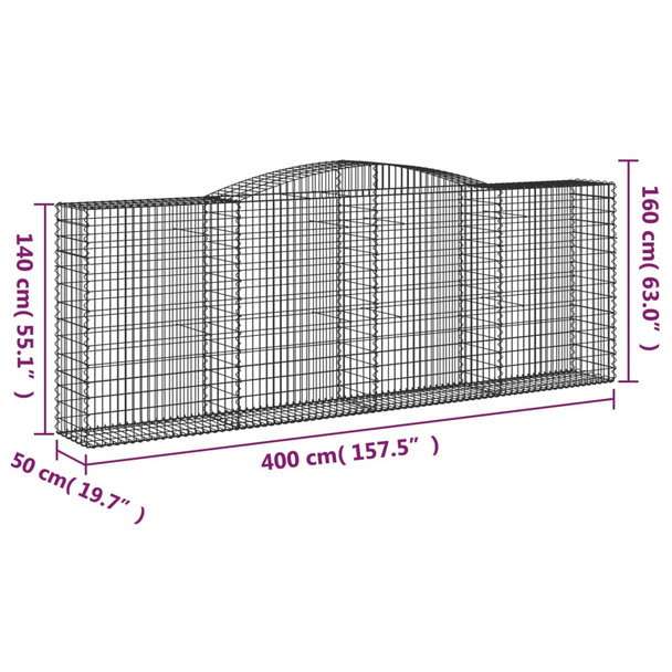 Lučne gabionske košare 8 kom 400x50x140/160cm pocinčano željezo 3147028