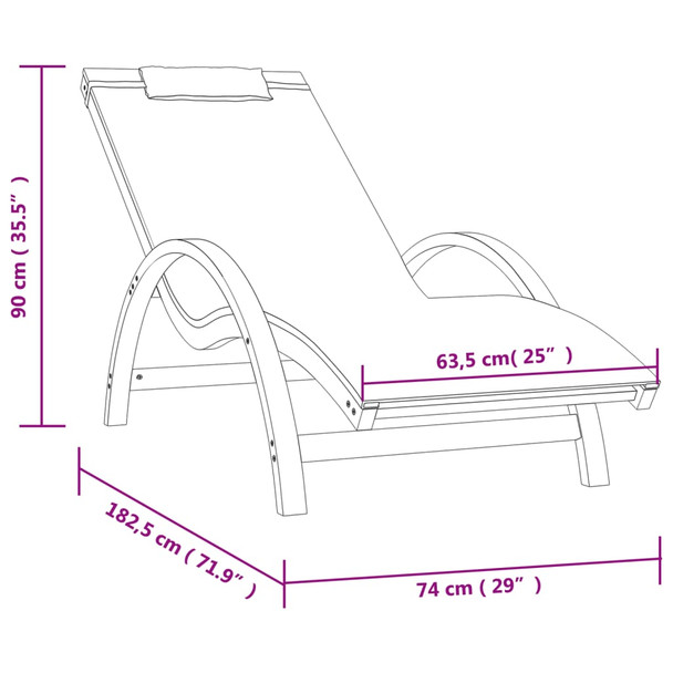 Ležaljka za sunčanje s jastukom siva tekstilen i drvo topole 363470