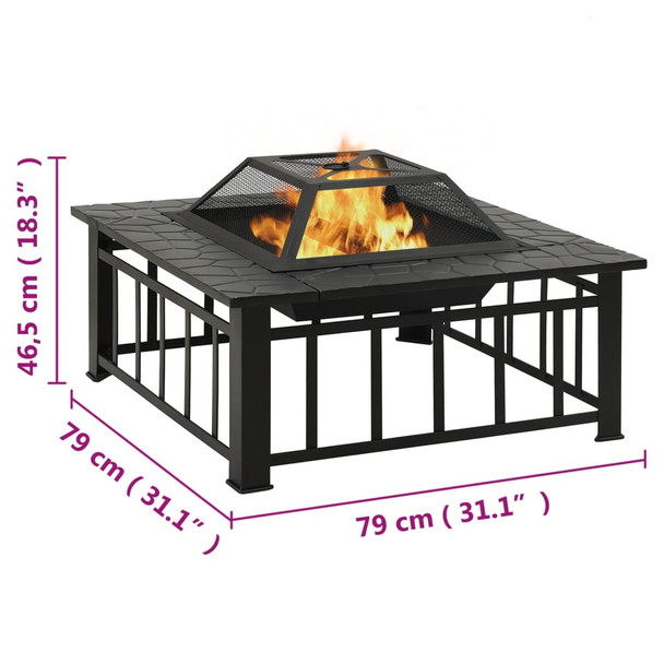 Posuda za vatru sa žaračem 79 x 79 x 46,5 XXL čelična 360061