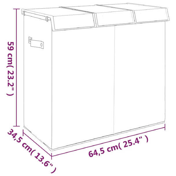 Sklopiva košara za rublje siva 64,5x34,5x59 cm umjetno platno 351041