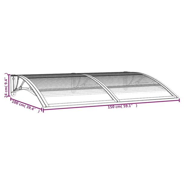 Nadstrešnica za vrata crna 150 x 100 cm polikarbonatna 153573