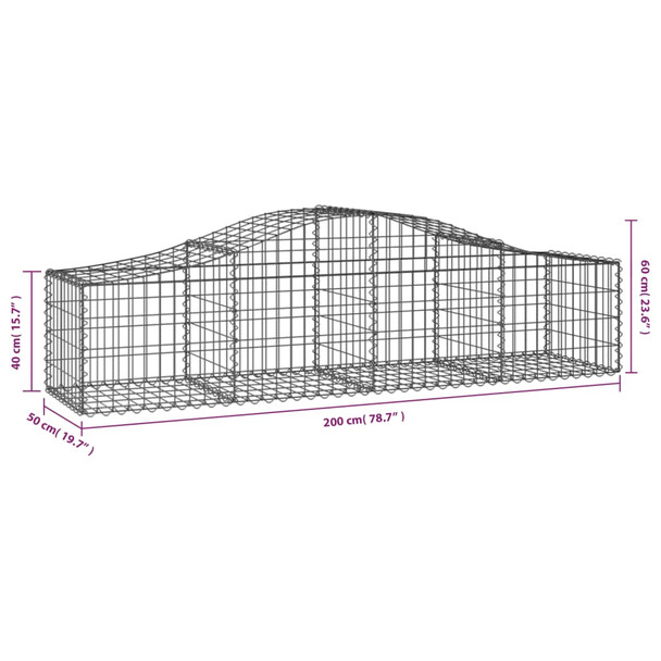 Lučne gabionske košare 9 kom 200x50x40/60 cm pocinčano željezo 3145584