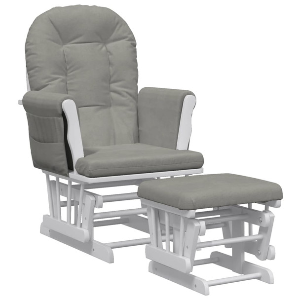 Stolica za ljuljanje s tabureom svjetlosiva od tkanine 351662