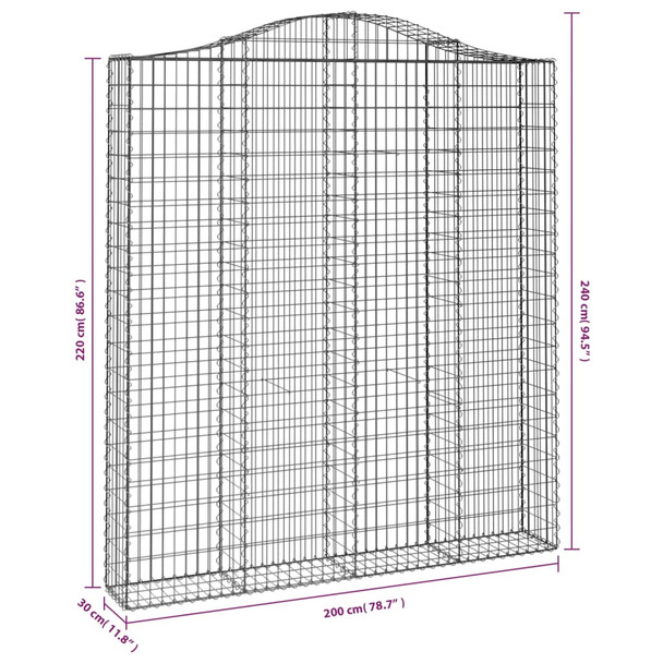 Lučne gabionske košare 4 kom 200x30x220/240cm pocinčano željezo 3145558